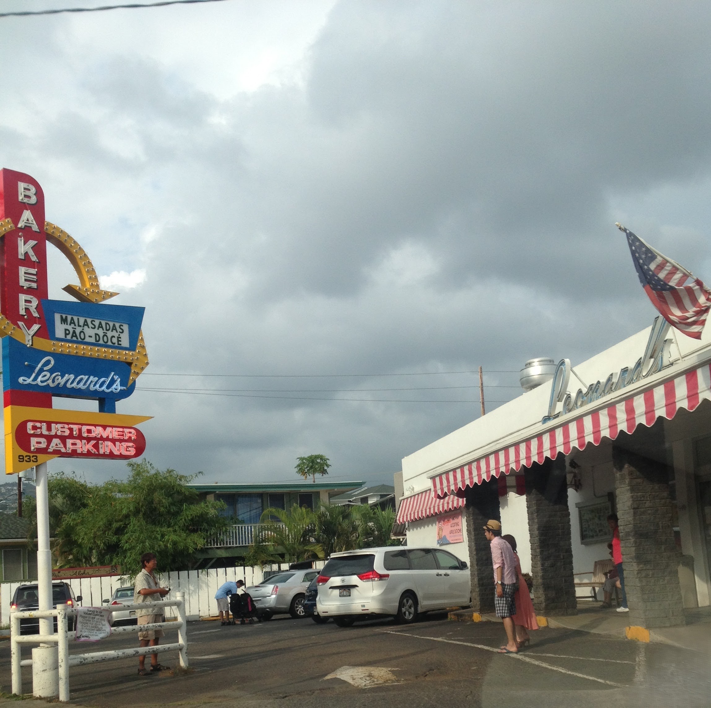 Leonard's Bakery full building exterior with striped awning